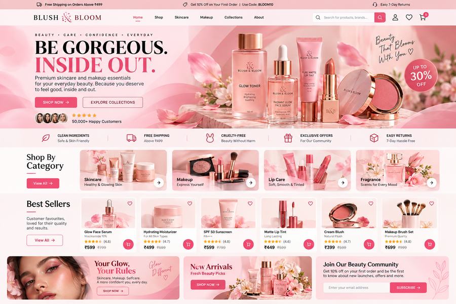 Blush and Bloom beauty theme