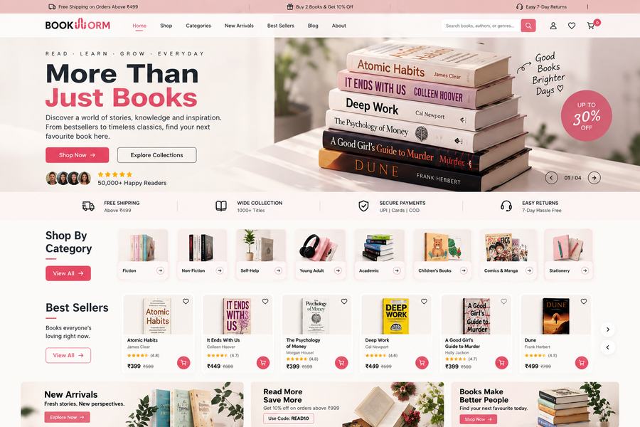 Bookworm bookstore theme
